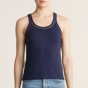New Madewell Rainbow Stitch Ribbed Navy summer Tank Top | Size Small
